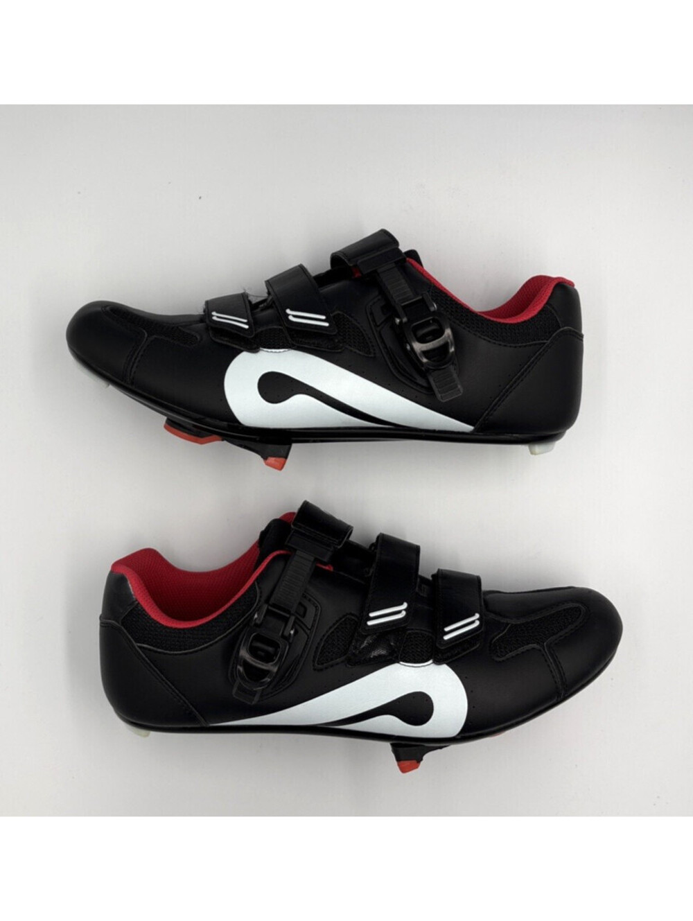 Peloton Black Cycling Shoes with White Logo and Red Lining